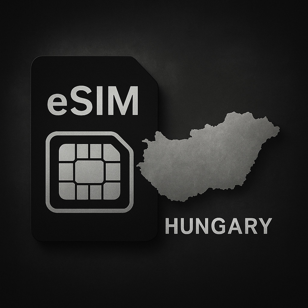 eSIM in Hungary — Digital Connectivity in Black and White