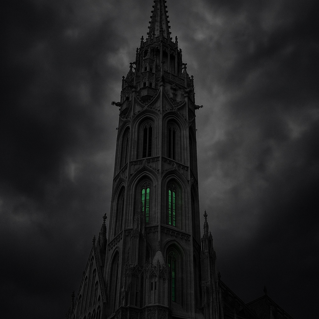 Matthias Church Dome Budapest in black and white with golden sunset light reflecting on the Danube River and the Hungarian Parliament in the background.